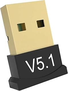 محول بلوتوث 5.1 ميني USB للكمبيوتر واللابتوب، مستقبل ومرسل لاسلكي مطلي بالذهب، متوافق مع أنظمة ويندوز، لتوصيل الهواتف الذكية والتابلت واللابتوب والكمبيوتر (أسود)