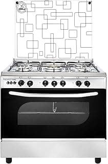 Technovire Cooker, 5 Burners, 80x60 cm, Copper Burner Fan - Stainless Steel