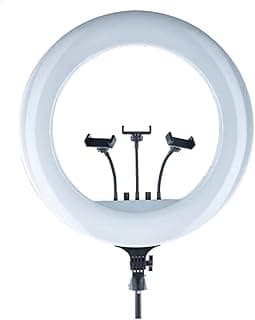 رينج لايت - ضوء حلقي وامض LED RL-21‏ + ريموت كنترول + حامل - للموبايل الذكي والكاميرا وفيديو يوتيوب
