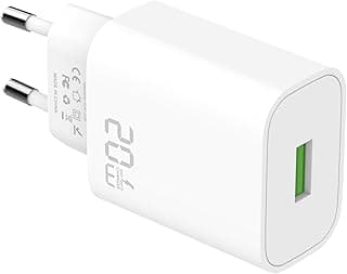 شاحن GaN سريع GP-C41 بقدرة 20 وات مع كابل USB نوع ايه و USB نوع سي، لآبل آيفون 17/16/15، آيباد برو، ماك بوك بمنفذ USB نوع سي، سامسونج جالاكسي، بيكسل والأجهزة اللوحية من جي باور، لون أبيض