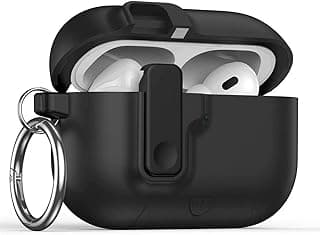 جراب لسماعات AirPods Pro 3، غطاء حماية سيليكون مع قفل أوتوماتيكي، مسند ذكي، هيكل صلب مقاوم للصدمات، يدعم الشحن اللاسلكي، أسود