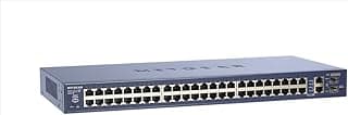 سويتش شبكة ProSAFE 48 منفذ 10/100 ذكي + 2 منفذ جيجابت، أسود