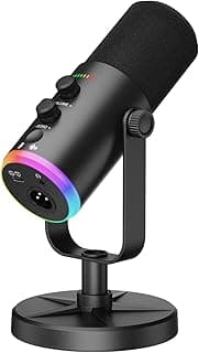 ميكروفون يو 7 ديناميكي USB/XLR للكمبيوتر والالعاب - ميكروفون بودكاست RGB مع تقليل الضوضاء وكتم الصوت باللمس ومراقبة في الوقت الفعلي والتحكم في الكسب للبث واليوتيوب وتويتش وديسكورد والمدونة الصوتية