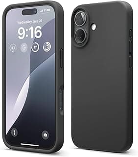 جراب سيليكون مخملي ناعم الملمس متوافق مع ابل iPhone 16 (أسود)