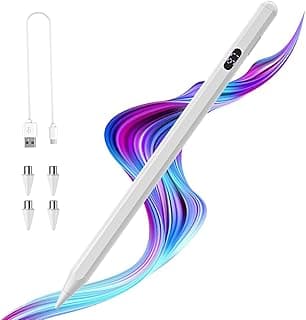 TiMOVO Stylus Pen for Touch Screens, Fast Charge Touch Screen Pen with Power Display, Tablet Pencil for iPad/iPhone/Samsung/Android Phone & Tablet, Not for Xiaomi Pad 6/Galaxy S Series/USI/EMR, White
