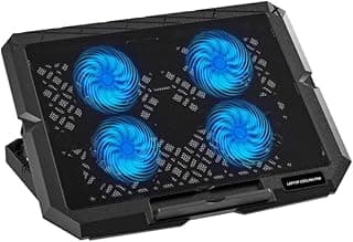قاعدة تبريد للاب توب C4000 تعمل بمنفذ USB، مروحة صامتة بارتفاع قابل للتعديل للاب توب والنوت بوك مقاس 12-17 بوصة بتصميم مضاد للانزلاق وتدفق هواء قوي
