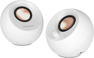 Pebble Pro (White) USB-C 2.0 Computer Speakers with Bluetooth 5.3 and Customizable RGB Lighting, USB Audio and Headphone/Microphone Port