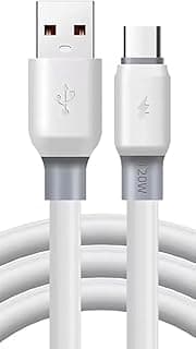 كابلات USB بقدرة 120W شحن فائق السرعة ومزامنة بيانات بطول 15 سم لـ Type-C - أبيض