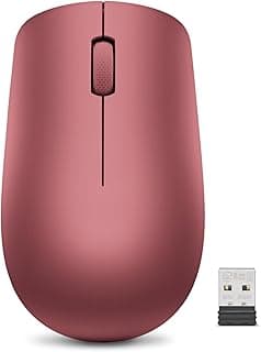 ماوس لاسلكي لينوفو 530، بتصميم مريح مناسب للاستخدام بكلتا اليدين، مزود باتصال نانو USB، ومتوافق مع أجهزة اللاب توب والكمبيوتر بنظام ويندوز، أحمر كرزي