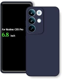 For Realme C85 Pro Silicone Back Color Cover,Camera Protection From Shocks From TPU Compatible with Realme C85 Pro (6.8") (Dark Blue)