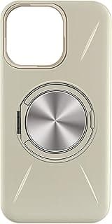 جراب مغناطيسي ايكو لهاتف ابل iPhone 13 Pro Max، جراب رفيع مطفي غير قابل للانزلاق مع مسند حلقة دوار، غطاء حماية TPU ناعم يدعم الشحن اللاسلكي (بيج)