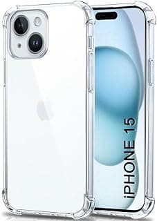 جراب شفاف متوافق مع iPhone 15، حماية كاملة للجسم بـ 4 زوايا، TPU مضاد للاصفرار (iPhone 15)