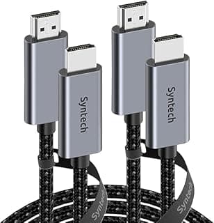 4K HDMI Cable 1.8m, 6ft (2-Pack) High Speed 18Gbps HDMI(2.0-2.1) Cable, 4K@60Hz HDR, 3D, 2160P, 1080P, Ethernet, HDCP 2.2, ARC, Compatible with MacBook Pr/UHD TV, PC, PS5/PS4, Xbox by Syntech