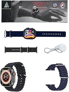 New 2025 T900 Ultra2 smart watch Elegant Design 2.2" NFC, infinite HD display, Fitness Tracker, Bluetooth, Wireless Charging, for IOS, android for men and women (Black+DarkBlue Strap)