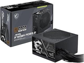 مزود طاقة للألعاب ماج A750BN PCIE5 III، منخفض الضوضاء شبة رقمي بقدرة 750 وات، غير قابل للفصل، بكفاءة 80+ برونز، مع كابلات مزدوجة 12 فولت 2 × 6، مكثف بمستوى خوادم، متوافق مع ATX 3.1 وPCIe 5.1