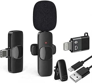 K8 Wireless Mic Compatible with iPhone & Android Type C Lightning Adapter Video Recording with Noise Cancellation Auto Connect No App