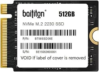 محرك أقراص SSD داخلي M.2 2230 بذاكرة 512GB ومنفذ PCIe الجيل الثالث والرابع وسرعة قراءة 3200 ميجابايت/ثانية، 22 × 30 ملم، متوافق مع ستيم ديك وسيرفس برو وديل واتش بي ولينوفو الترا بوك والتابلت من بايتون