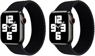 سوار سيليكون مضفر مرن مقاس متوسط 42/44 mm لـ ابل واتش Series 1/2/3/4/5/6/SE - أسود