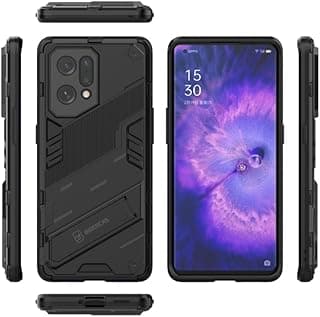 Compatible with OPPO Find X5 – New Punk Rugged Case Cover, Heavy-Duty Shockproof with Built-in Kickstand, Anti-Drop (Black)