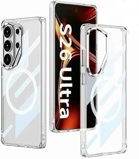 Crystal Transparent Magnetic Case for Samsung Galaxy S26 Ultra, MagSafe Compatible Clear Cover, Ultra Thin Shockproof Anti-Drop Armor with Camera Protector Bumper (Transparent Clear)