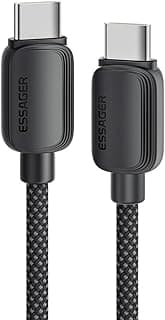 كابل USB-C 100 وات 5 امبير PD QC 3.0 شحن فائق السرعة | 1 أو 2 أو 3 م، سلك شاحن مضفر النوع C، شريحة اي-ماركر، بيانات 480 ميجابت لكل ثانية | آبل ماك بوك واي باد وآيفون 17 برو ماكس /16/15 من ايساجر، 2 م