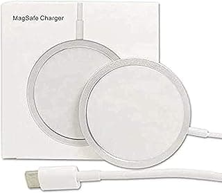 شاحن لاسلكي مغناطيسي متوافق مع MagSafe، شحن سريع 15 وات بمنفذ USB C، متوافق مع ايفون 12/12 mini/12 Pro/12 Pro Max، ايربودز - أبيض