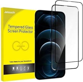 حماية شاشة زجاج مقوى JETOUCH عبوة من 2 مع إطار أسود متوافقة مع (ايفون 12/12 Pro)