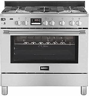 Free Standing Gas Cooker 5 Burners Taste Max - Large Digital Screen - Brushed Stainless Steel - Gas Oven - Cast Iron Holders - Cooling Fan - Cooking Fan - ZCG92696XA