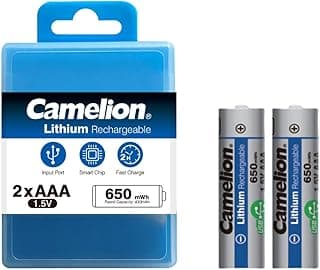 Rechargeable Lithium AAA Batteries 1.5V Li-AAA650mWh – High Performance with Type-C Fast Charging (Pack of 2)