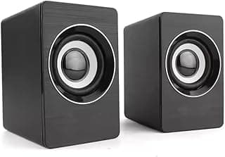 نظام مكبر صوت كيسونيلي A-707- USB 2.0 - صوت ستيريو قناة، 3 واط × 2 طاقة، تصميم صغير للاب توب/سطح المكتب/MP3/MP4، اسود