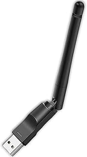 محول واي فاي USB 300 ميجابت في الثانية مع هوائي خارجي عالي الكسب، بطاقة شبكة لاسلكية بدون برنامج تشغيل، جهاز استقبال عالي السرعة للتوصيل والتشغيل للكمبيوتر واللاب توب، يدعم ويندوز 11/10/8/7 (اسود)