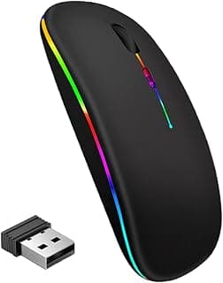 REDRAY Led wireless mouse Bluetooth Mice for Laptop rechargeable with usb 2.4Ghz For Pc computer Macbook Pro/Air/Mac/iPad/Chromebook/Silent & Ergonomic smooth tracking Optical Mice for Office (Black)