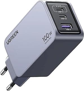 Nexode Pro 100W 3-Port GaN Fast Charger with 100W USB-C Cable, Grey