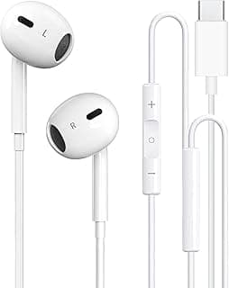 سماعة أذن سلكية USB C لايفون 17/16، سماعات Type C مع ميكروفون وريموت عازلة للضوضاء لايفون 16/15 برو ماكس، ايباد، سامسونج S23/S22/S21/S20/Ultra Note 10/20، بيكسل 7/6/5/4