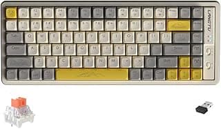 For LANGTU 3-Mode Wireless, Bluetooth, Wired RGB Gaming Mechanical Keyboard, Hot Swappable Switches Free-Mod Pcb Socket - PBT Keycaps With Software (Milk Yellow Orange Switch Linear, GK85)