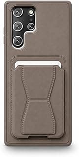 Leather Case Compatible for Samsung Galaxy S22 Ultra Shockproof Leather Back Card Storage & case built-in Stand PU leather for a stylish look, comfortable grip (titanium)