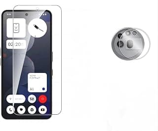 Tempered glass screen protector for nothing phone 3a pro with oleophobic coating, front camera cut and fingerprint support + back camera plastic protector