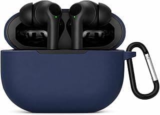 جراب متوافق مع سماعات Oraimo SpaceBuds Z، جراب سيليكون ناعم واقي مضاد للصدمات لسماعات الأذن اللاسلكية مع حلقة تعليق، إضاءة LED أمامية ظاهرة (أزرق)