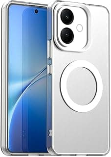 جراب موبايل مغناطيسي كاندي متوافق مع فيفو V60 لايت شبكة الجيل الرابع 4G / شبكة الجيل الخامس 5G، مع حماية هجينة من البولي كربونات والبولي يوريثين المقاوم للحرارة من فاسينيشن، لون أبيض