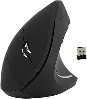 ماوس لاسلكي مريح G-5000 قابل للشحن، ماوس عمودي صامت 2.4GHz وبلوتوث بـ 6 أزرار، تصميم مريح، تتبع بصري، وضع توفير الطاقة التلقائي للابتوب والكمبيوتر - منفذ Type-C أسود