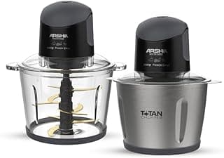 Arshia Electric Chopper 3L (Black) with Two Versatile Bowls