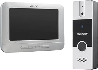 هايكفيجين جرس باب فيديو انالوج بشاشة TFT LCD مقاس 7 انش بدقة 1080p وميكروفون مدمج ومكبر صوت وخاصية الغاء الضوضاء وتسجيل حتى 200 صورة وزر مكالمة واحدة (DS-KIS204T)