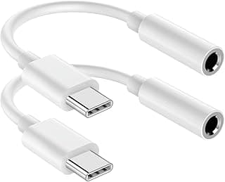 محول مقبس سماعة راس من USB C الى 3.5 ملم، كيبل دونجل AUX الى USB C متوافق مع ايفون 17/16/15، ايباد برو، سامسونج جالاكسي S25 S24 S23 الترا/جوجل بيكسل - ابيض