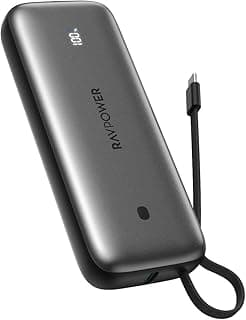 شاحن باور بانك RP-PB1224 برو بي دي بيونير 20000 مللي أمبير في الساعة 30 وات 3 منافذ مدمجة USB-C من راف باور، رمادي فضي