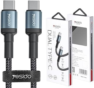 كابل USB-C إلى USB-C بقدرة 100 وات، شحن سريع، 1.2 متر، تصميم مجدول بالنايلون، نقل بيانات عالي السرعة، متوافق مع جميع أجهزة USB-C