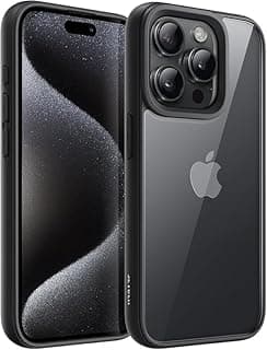 Case for iPhone 15 Pro Max 6.7 inch Shockproof Bumper Cover Matte TPU Frame Solid Color Anti-Scratch Transparent Back (Black)