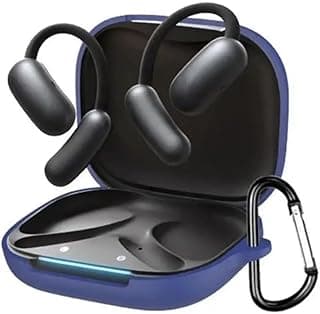 جراب سيليكون لسماعة Anker Soundcore AeroFit 2، غطاء حماية مع ميدالية (أزرق)