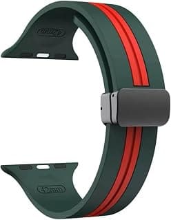 Magnetic Silicone Band Compatible with Apple Watch 42mm/44mm/45mm/46mm/49mm, Buckleless Sport Strap for Ultra 3/2/1, Series 11/10/9/8/SE