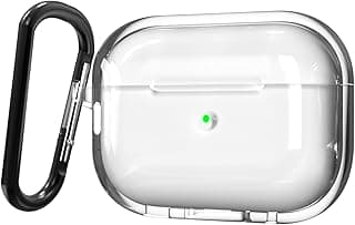 غطاء جراب سماعة متوافق مع Airpods Pro 2 موديل 2022، جراب سيليكون ناعم ممتص للصدمات مع ميدالية [ضوء LED أمامي مرئي] (شفاف)