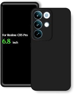 For Realme C85 Pro Silicone Back Color Cover,Camera Protection From Shocks From TPU Compatible with Realme C85 Pro (6.8") (Black)